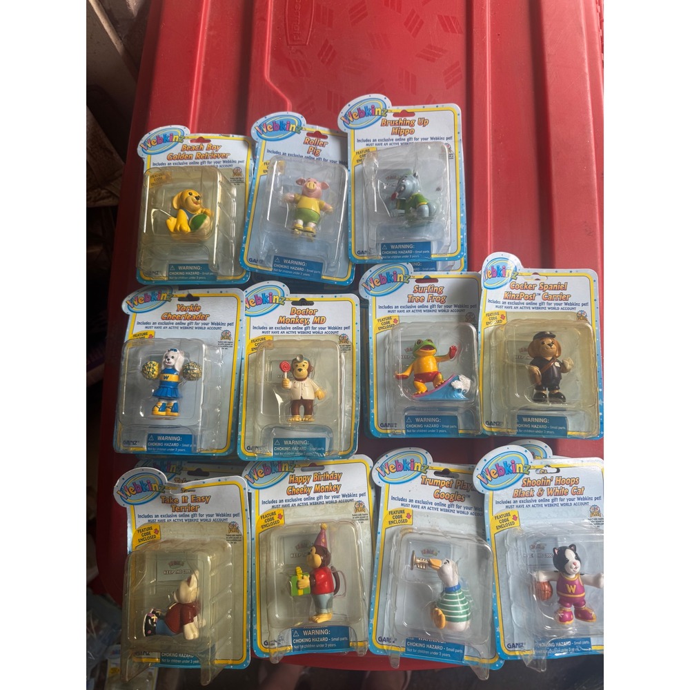 Lot of 11 Ganz Webkinz KinzPost Figures New Sealed Codes Monkey Dog Frog Cat